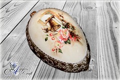 Large Hand Decorated Easter Egg with Relief