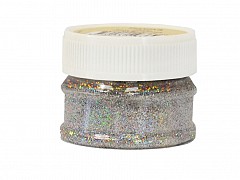 Glitter Powder, BRIGHT SILVER, 25ml bottle
