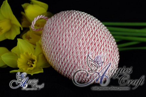 Hand Decorated Easter Egg with Pink Rope, 12cm