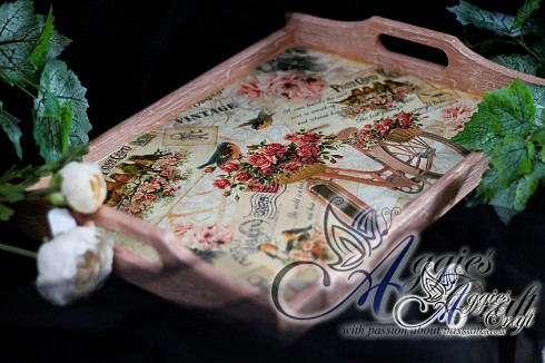 Hand Decorated Large Wooden Tray