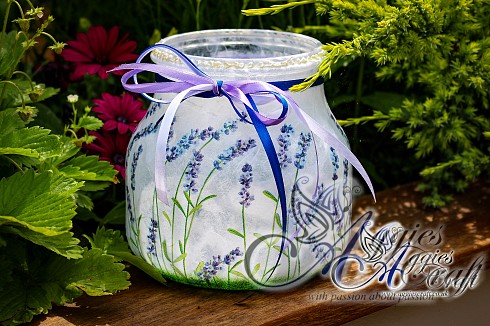 Large Glass Lavender Lantern