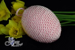 Hand Decorated Easter Egg with Pink Rope, 12cm