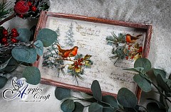 Small Wooden Tray with Birds